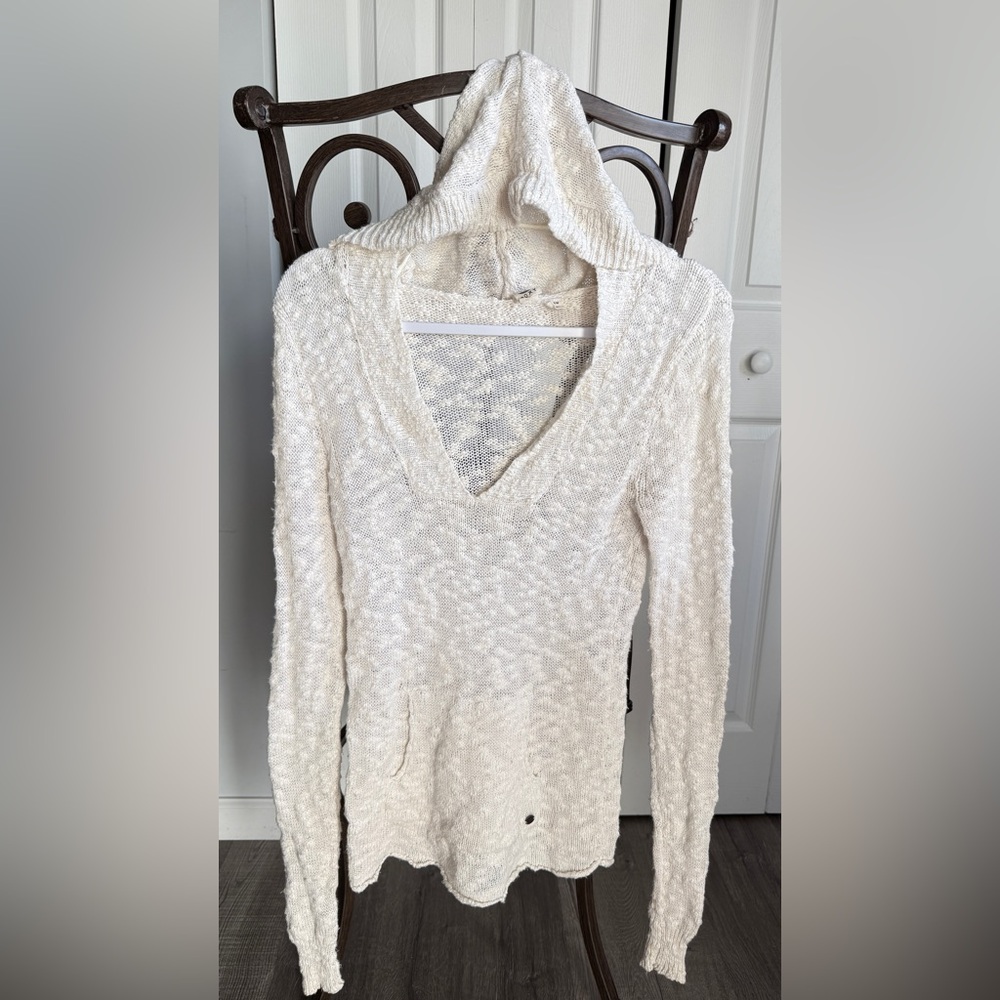 Roxy Cream Cowl Neck Hooded Sweater